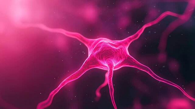 Looping Animation Glowing Neon Neural Network in Abstract Cosmic Scene with Pink Lights and Futuristic Design for Science and Technology Themes