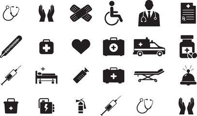 Fototapeta premium Healthcare and Medical Icons - Essential Medical Symbols