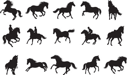 horse silhouettes vector