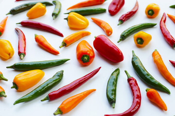 Chili peppers on a white background.
