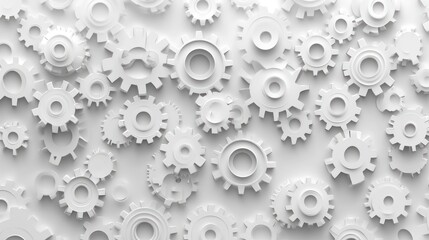 Abstract white gears background, mechanical design, geometric pattern, technical concept, for website or presentation