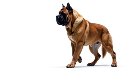 Obraz premium Majestic mastiff, powerful stance, white background, eyes, large