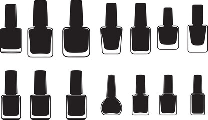 Obraz premium Nail Polish Bottles Silhouette - Beauty and Cosmetic Icons