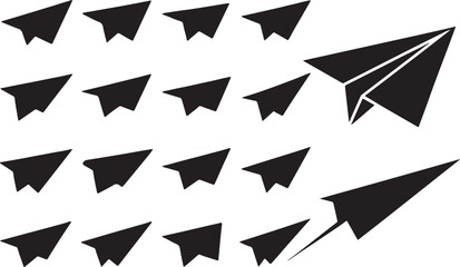 Fototapeta premium Paper Plane Silhouette - Fun Origami and Flight Icon