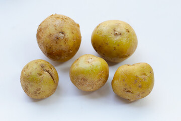 Raw fresh organic potatoes, Tiny potatoes