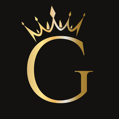Letter G Crown Logo Concept For Fashion and Beauty Symbol Vector Template