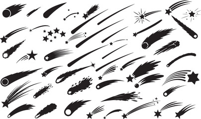 Shooting Star Silhouette - Celestial Falling Star Illustration