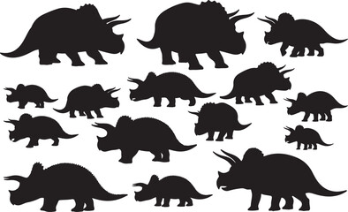 Triceratops Silhouette on White Background - Prehistoric Dinosaur Shape © Rizwan Ahmad