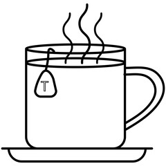 Hot Cup of Herbal Tea Icon for Relaxation, Calmness, Stress Relief, and Self-Care Wellness Routine with Transparent Background