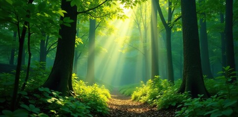 Thin branches stretching outwards from a central point, forest, leafy