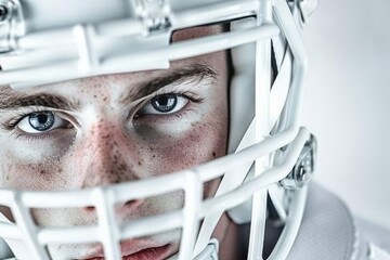 Man with a helmet on his head