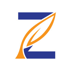 Initial Letter Z Leaf Logo Design. Ecology Symbol Vector Template