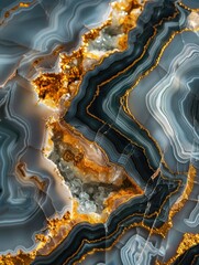 Piece of rock with a gold and black pattern