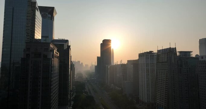  Aerial footage of landscape in shenzhen city, China 
