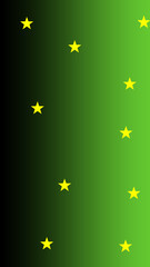 Green background with golden star.  