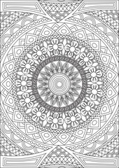 Coloring Pages For Adults Mandala Abstract Line Art Vector