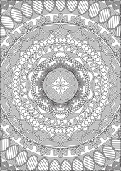 Coloring Page for Adult Mandala Art Black And White Vector