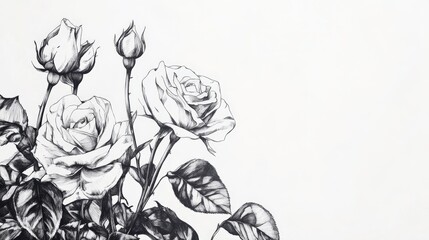 Obraz premium Black and White Roses on White Background