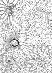 Abstract Flower Coloring Page For Adult Vector