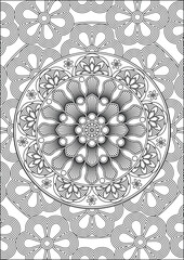 Adult Coloring Page Abstract Mandala Line Art