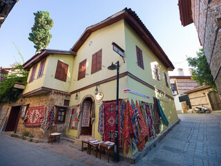 Fototapeta premium Historical Kaleici houses and streets. Touristic symbols of Antalya. 