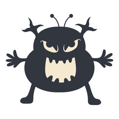 Illustration of Scary Halloween Monster. Flat Vector Character.