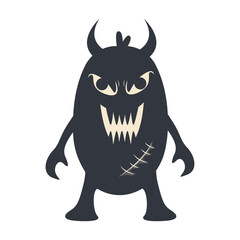 Illustration of Scary Halloween Monster. Flat Vector Character.