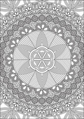 Fototapeta premium Zen Art Mandala Coloring Page Abstract Outline