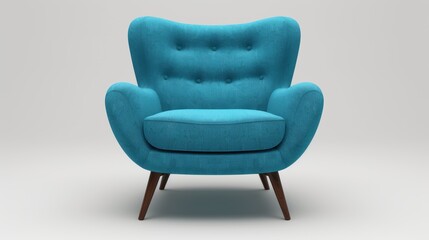 Blue chair with a wooden frame