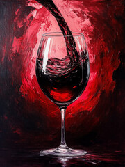 red wine pouring into glass