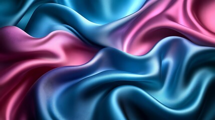 Fototapeta premium Soft silky tones of aqua blue and fuchsia blending smoothly, creating a vibrant and abstract background with delicate folds and highlights