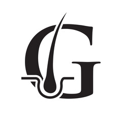 Letter G Hair Treatment Logo Design. Hair Care Logo Template Vector Template