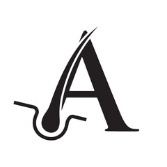 Letter A Hair Treatment Logo Design. Hair Care Logo Template Vector Template