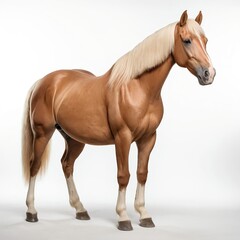 Obraz premium Palomino Horse Standing Against White Background
