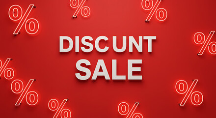 A red percent discount heart for holiday card design
