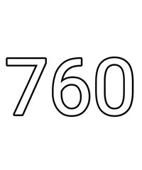 Black and white color numbers 760
