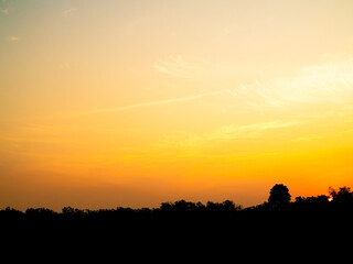 Sky sunset evening background sunrise dusk cloud dramatic orange twilight red warm sunny dawn sunshine romantic calm nature, cloudscape summer autumn spring scene, environment ecosystem energy.
