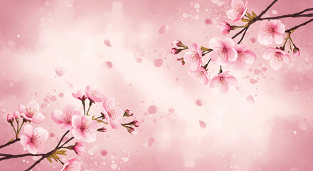 Fototapeta premium Spring's pink cherry blossoms bloom, a natural beauty framing the sakura's floral petals