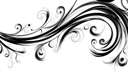 Fototapeta premium Black Ink Swirls on White Background for Text Space