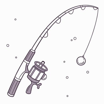 recommend clip art: Outlined Fishing Rod Vector Graphic Design