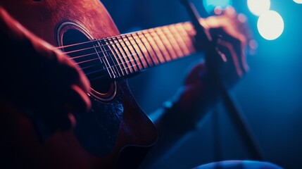 Naklejka premium A person immersed in music, vibrant lights reflecting pure joy and freedom. 