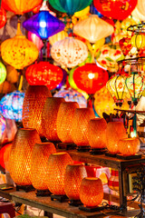 Paper lanterns on the streets of old Asian town - Hoi An