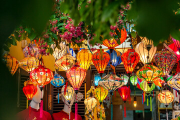 Paper lanterns on the streets of old Asian town - Hoi An