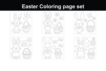 Fototapeta premium Easter Bunny and Egg Designs for Coloring Fun