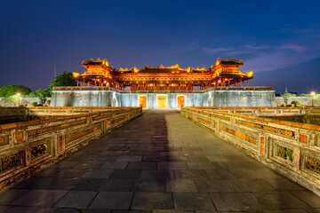 Imperial City with the Purple Forbidden City within the Citadel in Hue, Vietnam.