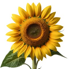 Fototapeta premium Single Sunflower Bloom Isolated on White