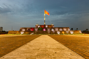 Ngo Mon square with the flag tower Ky Dai in the Citadel - the Imperial Place in Hue city, Vietnam