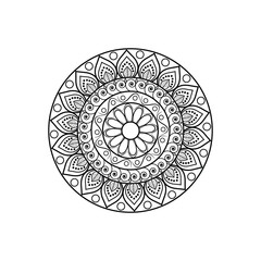 Sacred Geometry: An intricate, black and white mandala design, emphasizing the circular and symmetrical beauty of art, meditation, and culture. 