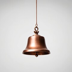 Obraz premium Copper Bell Hanging Against White Background