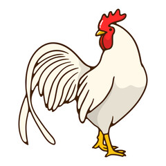 illustration animal rooster white color good for sticker and education